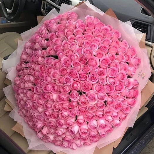 200 Pink Roses Bouquet
