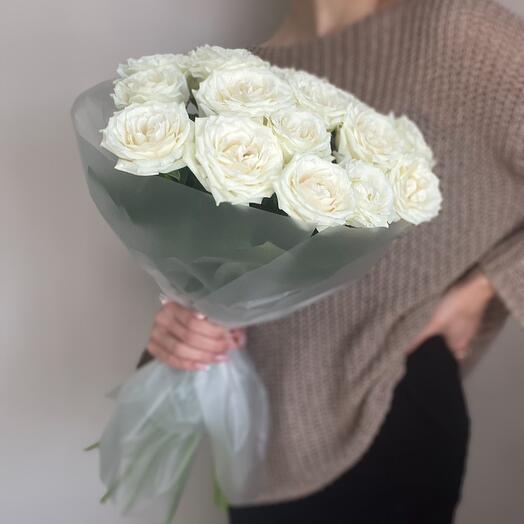 Роза белая 19 шт в упаковке