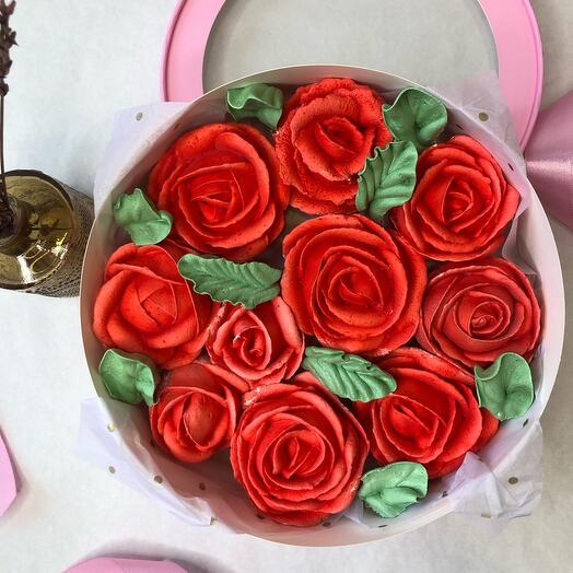 Букет красных роз из зефира на день рождение , юбилей