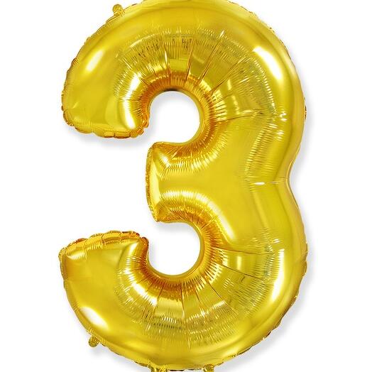 Шарик цифра 3 с гелиум 1 метр