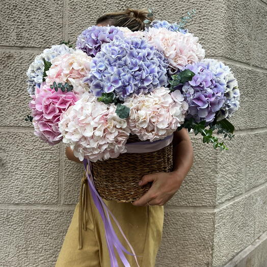 Cesta de hortensias