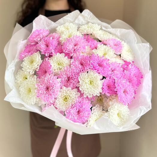 Букет хризантем розовых и белых🤍🌸💞