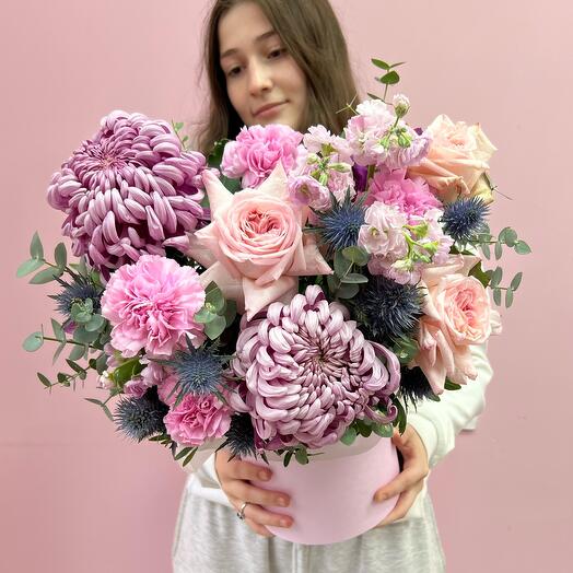 Большая коробка «Виенна» с ароматными цветами 🌺