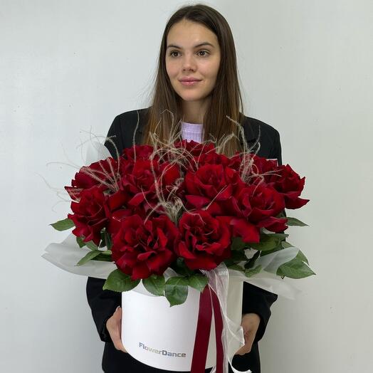 🌹Цветы в коробке бордовые розы