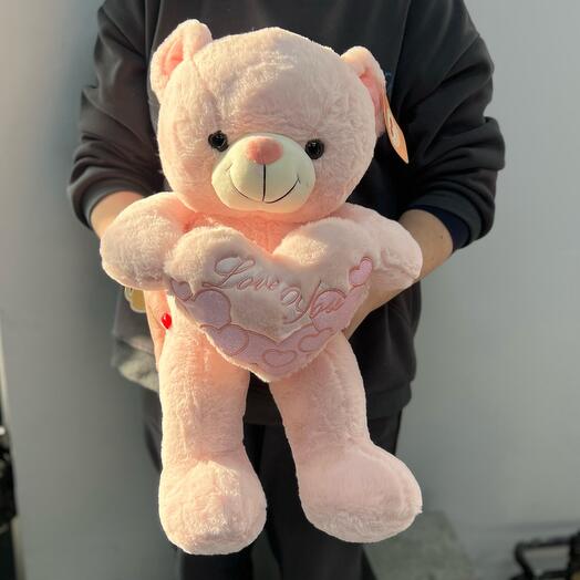 Мишка розовый love you мягкая игрушка