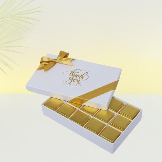 "Thank You" Gold Foil Chocolate Box – 15-Piece Premium Gift Set