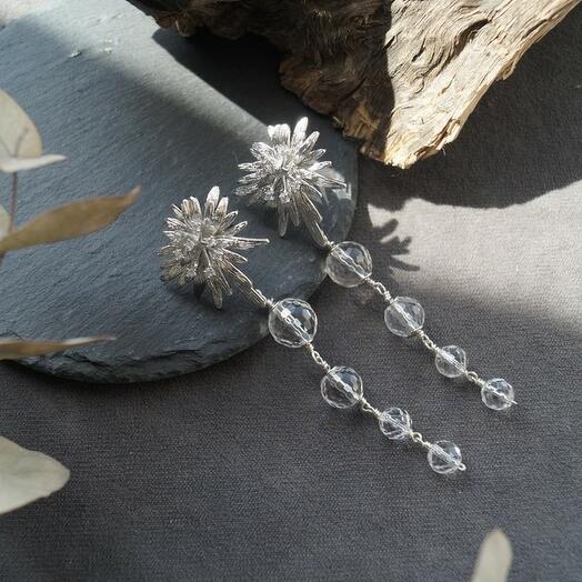 Серьги-гвоздики с прозрачным кварцем