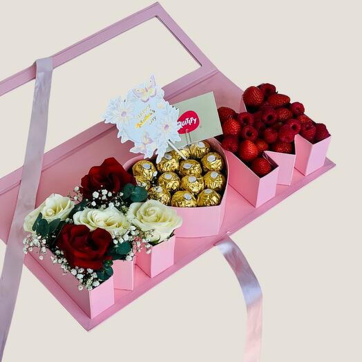 Mothers Day Special Roses, Berries and Chocolate Box