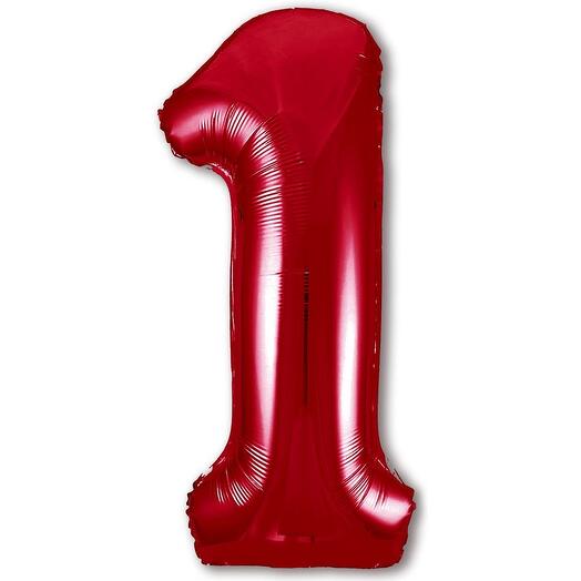 Цифра 1 фольгированая «красная» (102см)