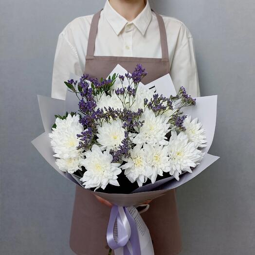 Букет хризантема и лимониум