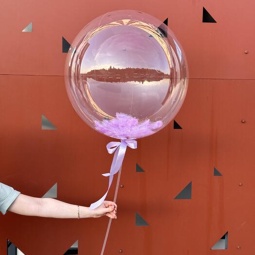 Шар баблс с лавандовыми перьями