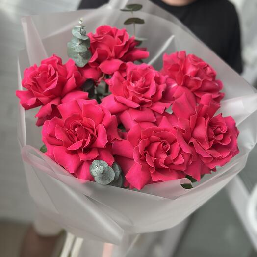 Французские розы розовые в упаковке