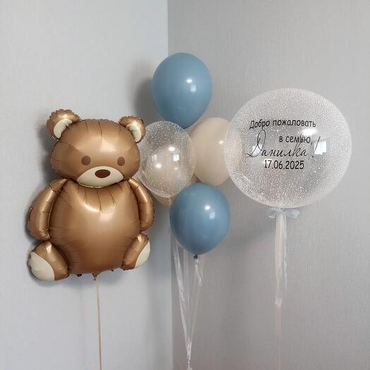 🎈 Нежная композиция с мишкой и шаром Bubble 🎈