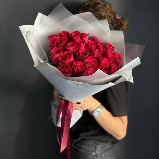 -20%АКЦИЯ🌹Букет моно классический/25 кенийские розы/красные розы/Цветы Уфы/Доставка Уфа