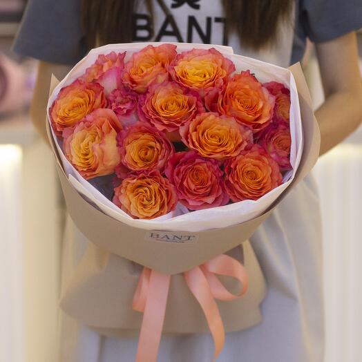 15 роз 40-50см оранжевых