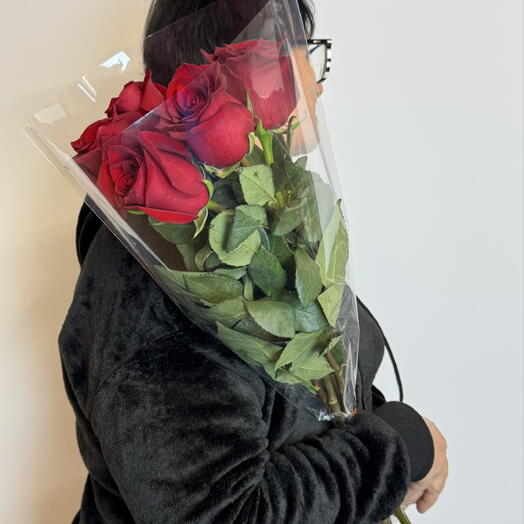 Букет "Красные розы" Эквадор 60 см (Премиум) 5 шт