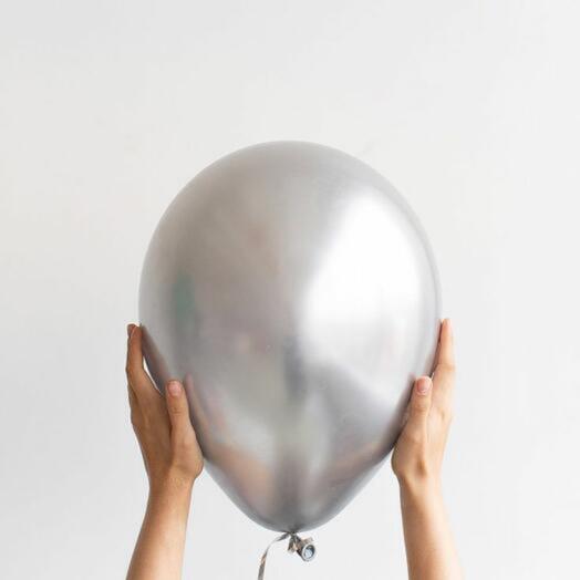 Шар латексный хромовый серебро (1 шт)