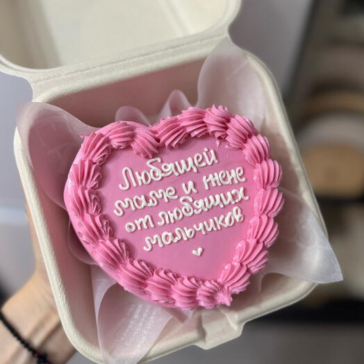 Бенто торт сердце розовое