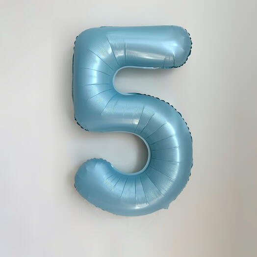 Шар цифра небесный голубой 5