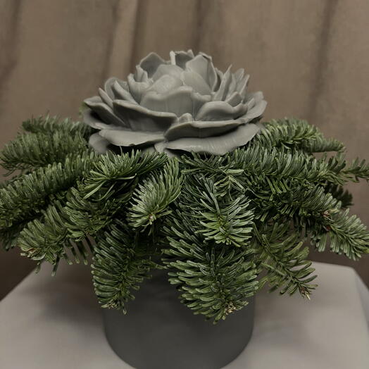 Ароматическая свеча-гигант «Пион» в сером с нобилисом