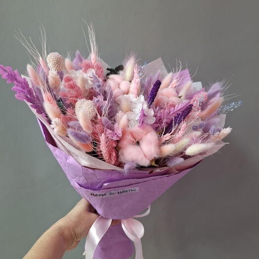 Сиреневый букет из долговечных сухоцветов 💜
