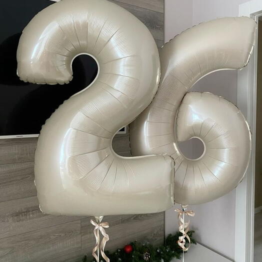Шар Цифра 40"/102см Беж - 2шт. Цифры на выбор