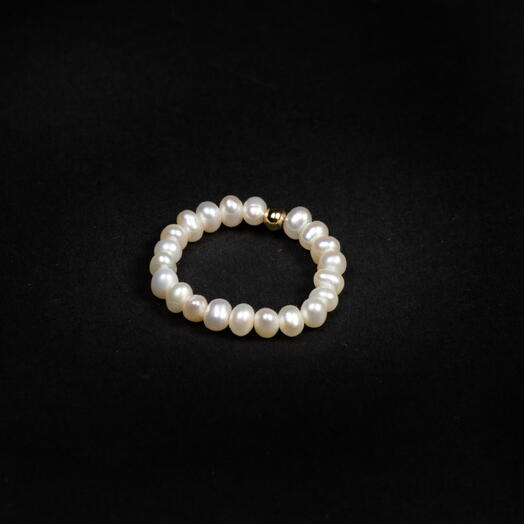 Кольцо Мак Белый жемчуг культивированный 14K р-р 16-17 (RIN1009)