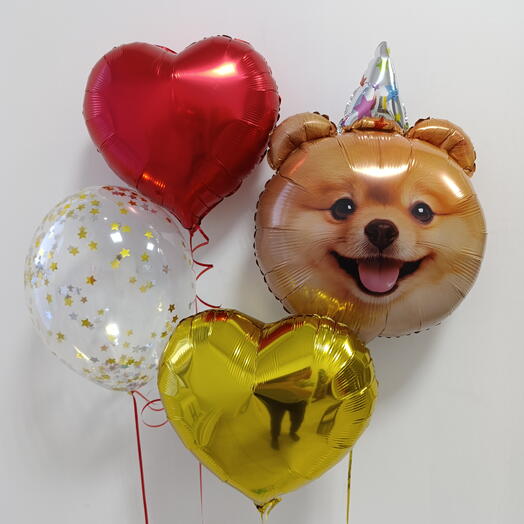 Набор шаров на день рождения "Поздравление от щенка"