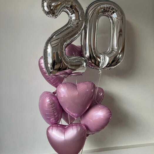 20 number with heart balloons