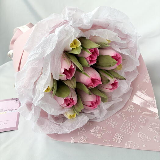 Мини букет тюльпанов из зефира