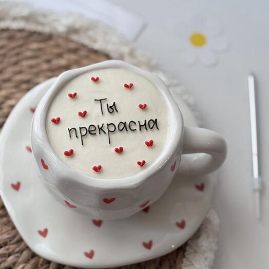 🤍 торт в кружке / чайной паре с сердечками