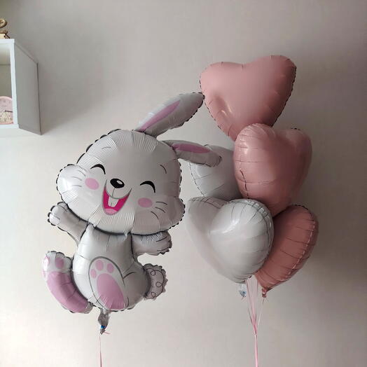 Шары на день рождения ребёнку девочке зайка и сердца