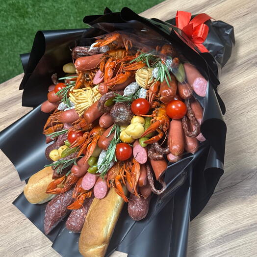 Мужской букет 🥩 Букет с раками и колбасками 🦞