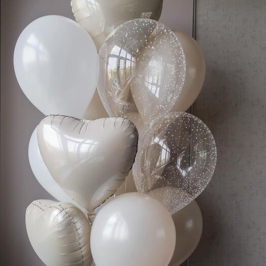 Шары с сердцами в нежной гамме с доставкой в Калининграде 🎈