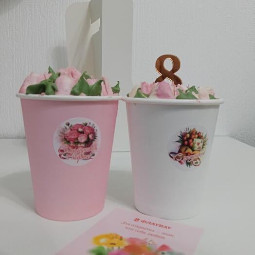 8 марта подарок маме жене девушке бабушке, торт в стаканчике  Cake to go