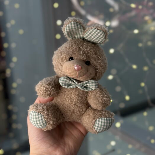 Игрушка зайка брелок коричнево-серый