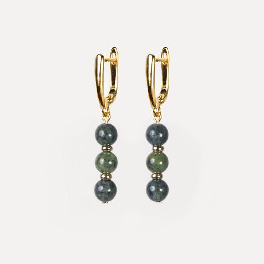 Серьги Самшит Нефрит 14K (EAR1160)