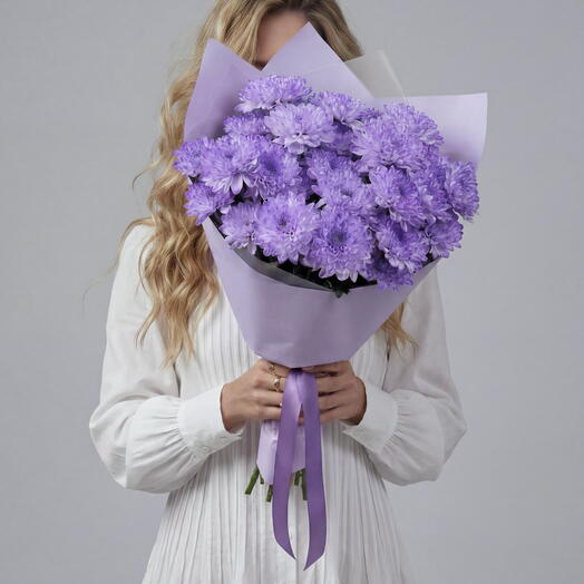 Букет из кустовой фиолетовой хризантемы (5 веток) от XOFLOWERS