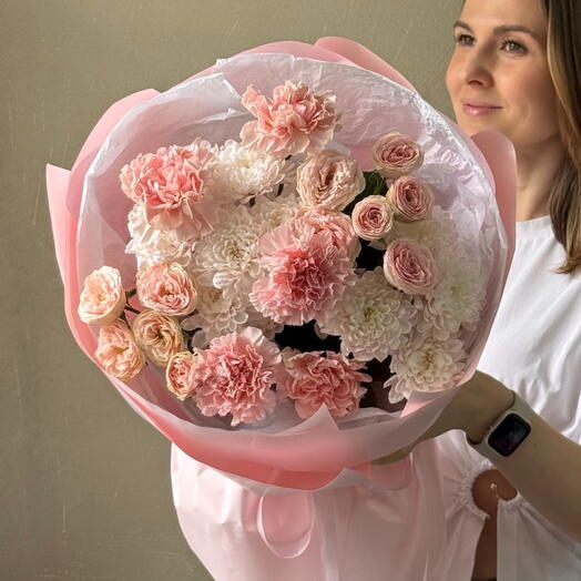 Нежный букет в розовой гамме С146