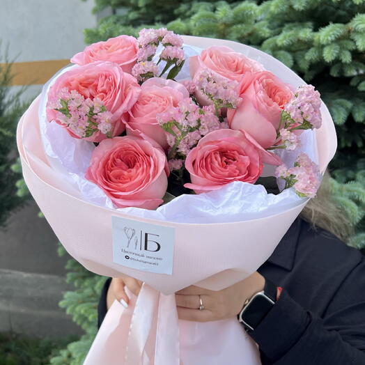 Монобукет из 7 пионовидных роз pink expression
