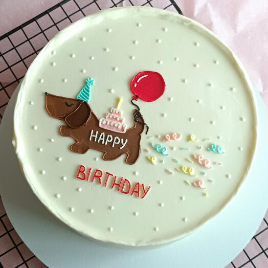 Торт 1,5 кг с собачкой Happy Bitrhday