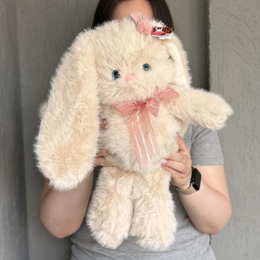 Мягкая игрушка зайка с длинными ушками и бантиком 🥰