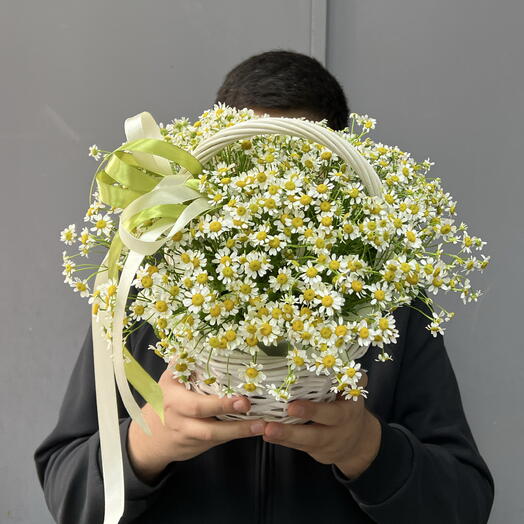 Летние ромашки в корзине