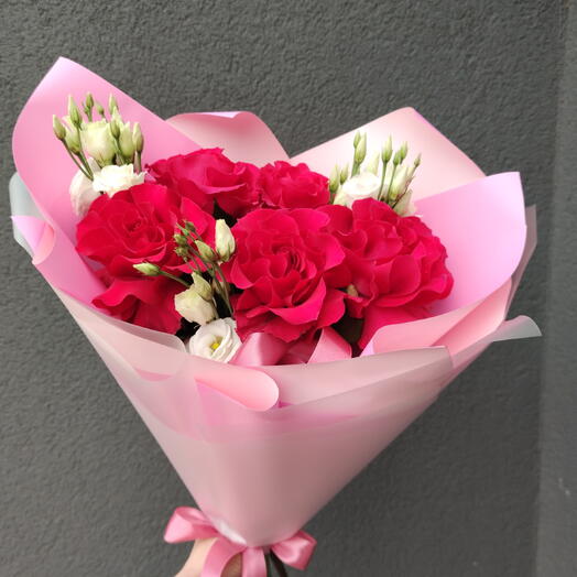 Букет с малиновыми розами💖