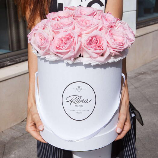 Hatbox Grand "Pink O Hara Roses" WHITE