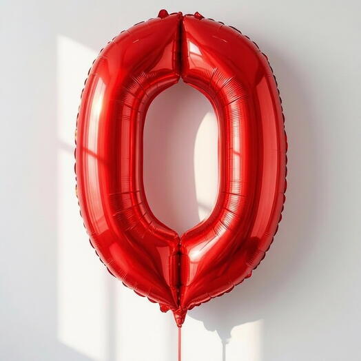 Фольгированная цифра «0» в красном цвете, 102 см