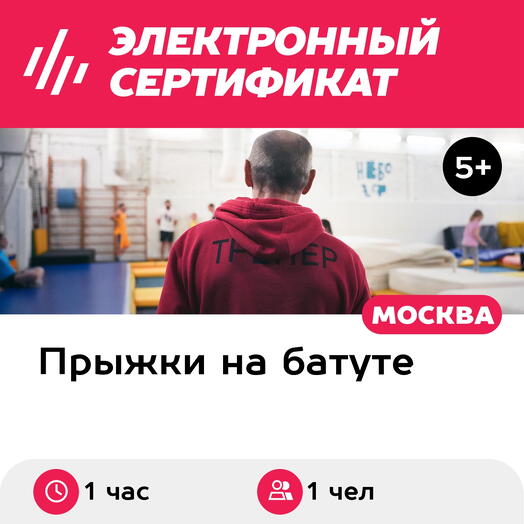 Подарочный сертификат Персональная тренировка в батутном центре, 1 чел. (1 час) (Москва)