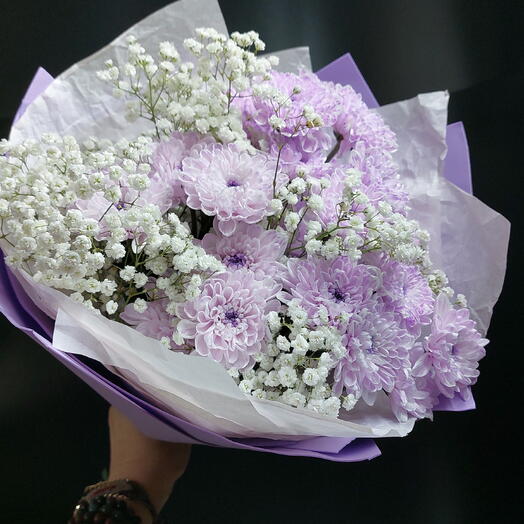 💜Хризантемы с гипсофилой