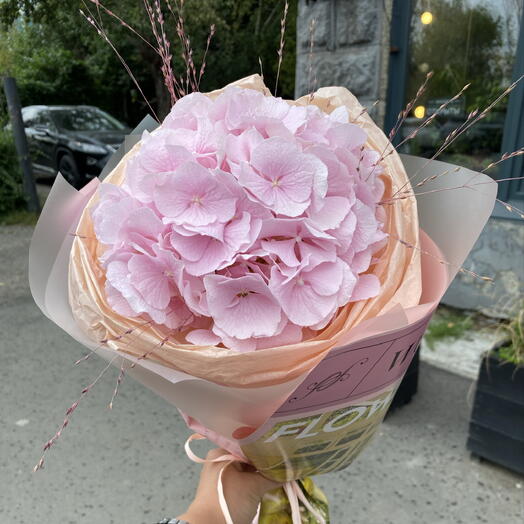 🌸Букет комплимент с розовой гортензией и сухоцветами