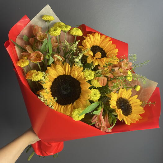 Бабье лето🌻букет с подсолнухами